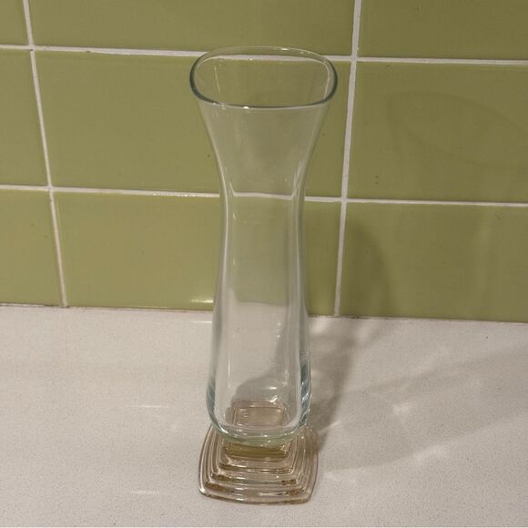 Bormioli Rocco Classic I Vase with a Blush Pyramid Art Deco Pedestal Base - Picture 3 of 8